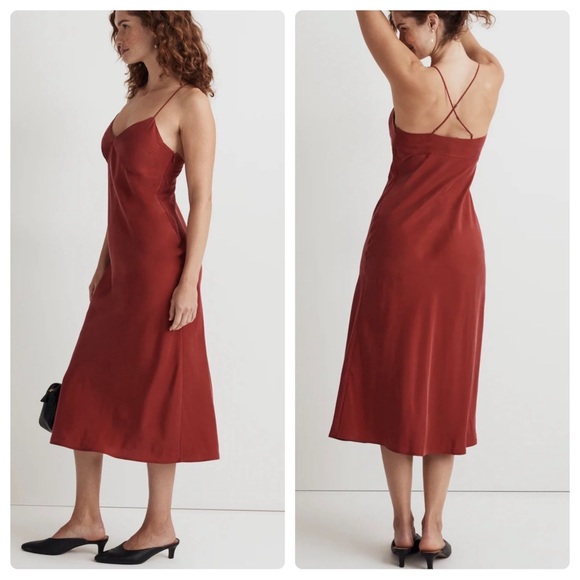 Madewell Dresses & Skirts - NWT Madewell The Layton Midi Slip Dress in Silk Minimalist Lightweight Red NO106